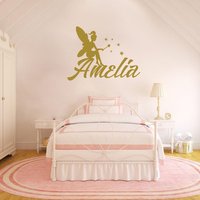 Wandtattoa Name Personalisierter Aufkleber Fee Stern Zauberstab Vinyl Art Home Dekor Wandbild Baby Kinderzimmer Op13 von VinylDecals2U