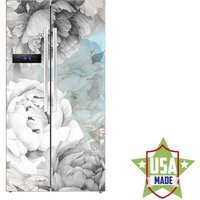 Blauer Pfingstrosen-Blumen-Abziehbild-Kühlschrank, Pfingstrosen-Blumenwand-Kühlschrankaufkleber, Selbstklebender von VinylOutfit