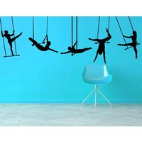 Trapez Wandtattoo, Zirkus Wandkunst, Acrobat Wand-Dekor, Gymnast Silhouette Aufkleber, Tänzerin Wanddesign, Fliegendes Trapez Wandtattoo, Zirkus Wandkunst, Acrobat Wand-Dekor, Gymnast Silhouette Aufkleber, Tänzerin Wanddesign, Fliegendes von VinylWallAdornments