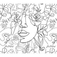Weiße Und Schwarze Abstrakte Weibliche Gesichter Wandpapiere Abnehmbare Wand Wandbild Einzeilige Aufkleber Schlafzimmer Schönheitssalon Tapete von BestWallMuralStore