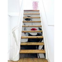 Beton Treppenaufsteher Mode Graffiti Design Treppenaufkleber Schöne Lady Face Loft Treppenplatten Selbstklebend Vinyl Stair Riser Panels von VinylicStickersShop
