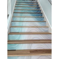 Extra Groß 3D Wellen Geometrie Stair Dekoration Klebe Vinyl Riser Panels Treppenaufsteher Sticker Foto Wandbild Aufkleber Abnehmbar von VinylicStickersShop