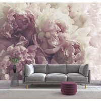 Lila Pfingstrosen Blumen 3D Tapete Selbstklebend Wand Wandtapete Vinyl Exklusives Design Fototapete von VinylicStickersShop