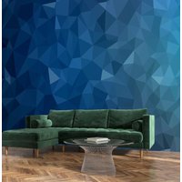 Navy Blue 3D Vektor Royal Blau Geometrie Hintergrund Tapete Türkis Vinyl Wand Wandbild Selbstklebend Exklusives Design Fototapete von VinylicStickersShop