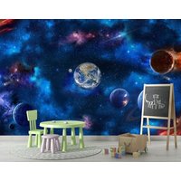 Space Night Sky Planets Tapete Decke Kinder Sticker Wanddeko Nacht Weltraum Decken Wandbild Selbstklebend Exklusives Design Fototapete von VinylicStickersShop