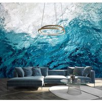 Weiß Blau 3D Wellen Abstrakte Malerei Hintergrund Tapete Wandaufkleber Dekor Wand Wandbild Selbstklebend Exklusives Design Fotowandpapier von VinylicStickersShop