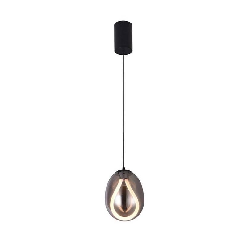 LED-Hängelampe Melanie, Ø 16 cm, rauchgrau/schwarz, Glas von Viokef