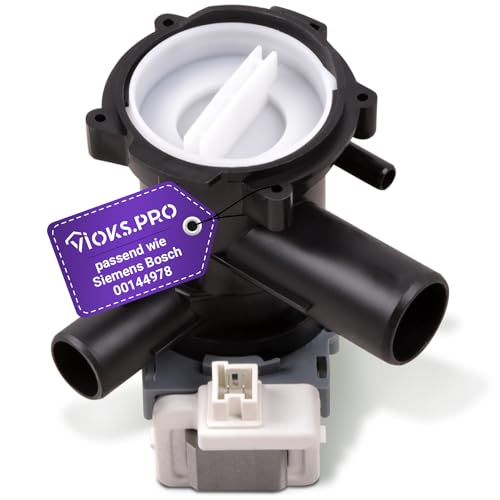 Vioks.pro Ablaufpumpe Laugenpumpe 30W Ersatz für Bosch Ablaufpumpe 00145787 00144978 Waschmaschinen Ablauf Pumpe mit Pumpenkopf & Sieb für Bosch Maxx 7 Varioperfect, Avantixx/Siemens IQ300 IQ500 von Vioks.pro