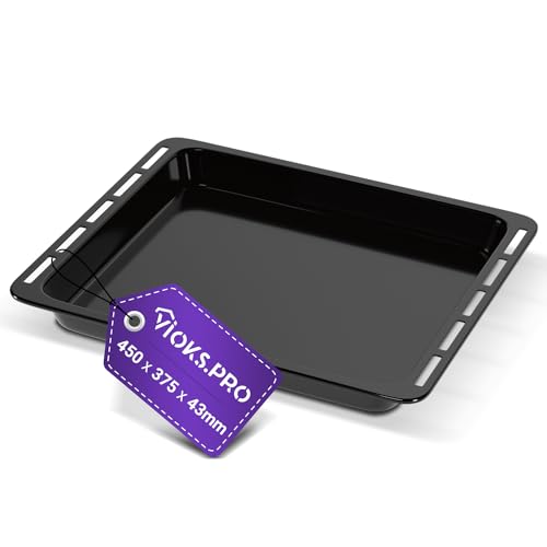 Vioks.pro Backblech 45x37 cm Ersatz für Whirlpool Tiefes Backblech 481010657928 - Fettpfanne Backofen Eckig, Emaille Backblech Tief für Backofen von Vioks.pro