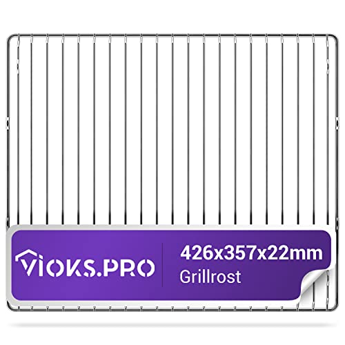 Vioks.pro Grillrost Edelstahl Rechteckig 426x357x22mm Ersatz für Electrolux Gitterrost für Backofen 14006659501/2 - Gitter Backofen & Ofen Zubehör von Vioks.pro