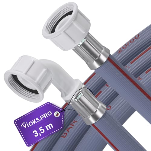 Vioks.pro Waschmaschinenschlauch Verlängerung 3,5m 3/4" 25°C Gerade/Winkel - Zulaufschlauch Waschmaschine/Wasserschläuche für Geschirrspüler & Waschmaschinen Zulaufschlauch von Vioks.pro