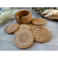 Rattan Untersetzer Set Mit 6 Untersetzern/Tisch Dekoration Geschenke Für Women Geburtstagsgeschenk Unique Gifts Tea Accessories von ViolartDE