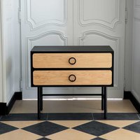 Beistellkommode in Schwarz und Eiche Dekor zwei Schubladen von Violata Furniture
