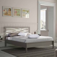 Bett in Grau Metall mit Eichenholz von Violata Furniture