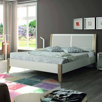 Bett in Weiß mit Eiche Massivholz Metall von Violata Furniture