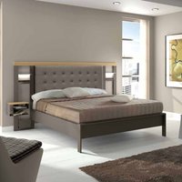 Design Metallbett in Grau Braun Beleuchtung von Violata Furniture