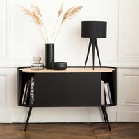Design Metallsideboard in Schwarz mit Eiche Dekor oval von Violata Furniture