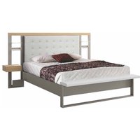 Designerbett in Weiß Grau Metall LED Beleuchtung von Violata Furniture