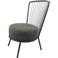 Essstuhl in Schwarz Stahl Webstoff gepolstert von Violata Furniture