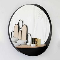 Garderoben Spiegel in Schwarz und Eiche Optik rund von Violata Furniture