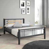 Jugendbett in Schwarz Metall Eiche Massivholz von Violata Furniture