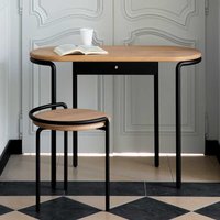Schreibtisch Kombination in Schwarz Stahl Eiche Massivholz (zweiteilig) von Violata Furniture