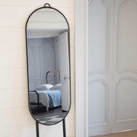 Stehender Spiegel in Schwarz und Eiche oval von Violata Furniture