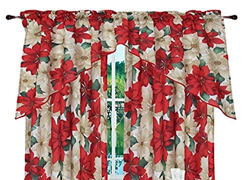 Violet Linen Dekoratives Weihnachtsstern-Set mit Weihnachtsstern, florales Design, 3-teiliges Küchenvorhang-Set von Violet Linen