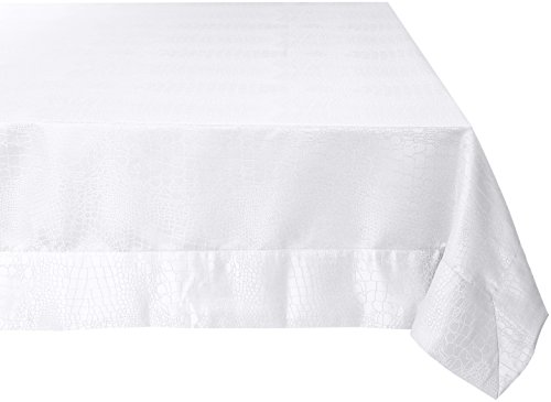 Violet Linen Luxurious Damask Crocodile Design Tischdecke, weiß, 70" x 180" von Violet Linen