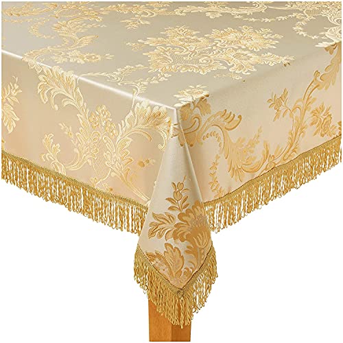 Violet Linen Majestic Damask Design Tischdecke, Polyester, beige, 54" x 72" von Violet Linen