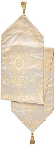 Violet Linen Prestige Damask Tischläufer, beige, 13" x 70" von Violet Linen