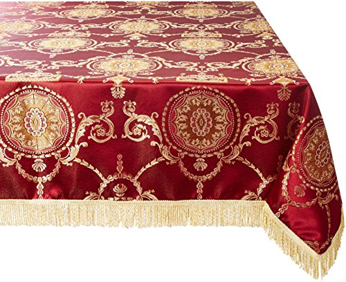 Violet Linen Prestige Damast-Tischdecke, rechteckig, 132 x 178 cm, Burgunderrot von Violet Linen