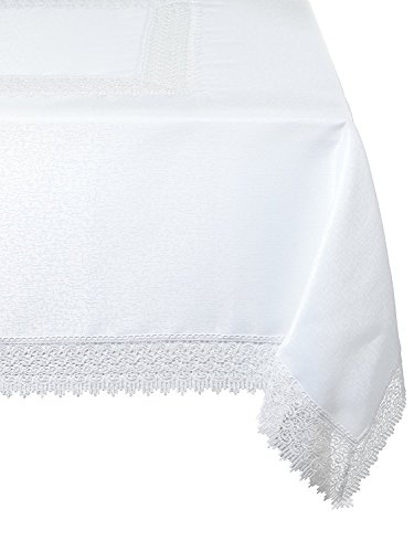 Violet Linen Treasure Lace Tischdecke, rechteckig, 178 x 266 cm, Weiß von Violet Linen
