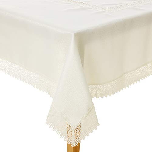 Violet Linen Treasure Lace Tischdecke, rechteckig, 178 x 304 cm, elfenbeinfarben von Violet Linen