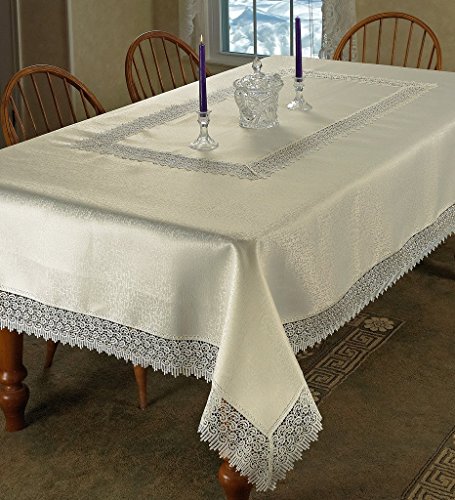 Violet Linen Treasure Tischdecke, Makramee, Spitze, 178 x 355 cm, elfenbeinfarben von Violet Linen