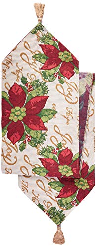 Violet Linen Weihnachts-Tapestrie-Läufer Wandteppich, Baumwolle, Weihnachtsstern-Design, 13" x 70" von Violet Linen