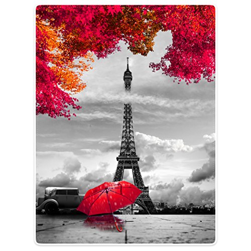 Violetpos Dick Decke Weich Wärme Gemütlich Flanell-Fleece Sofadecke Deckeldecke Paris Eiffelturm Red Umbrella Ahorn 150 x 200 cm von Violetpos