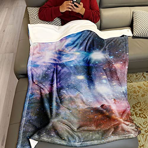 Dick Decke Weich Wärme Gemütlich Flanell-Fleece Sofadecke Deckeldecke Schön Lila Universum Galaxie Sterne Nebel Wolf 150 x 200 cm von Violetpos