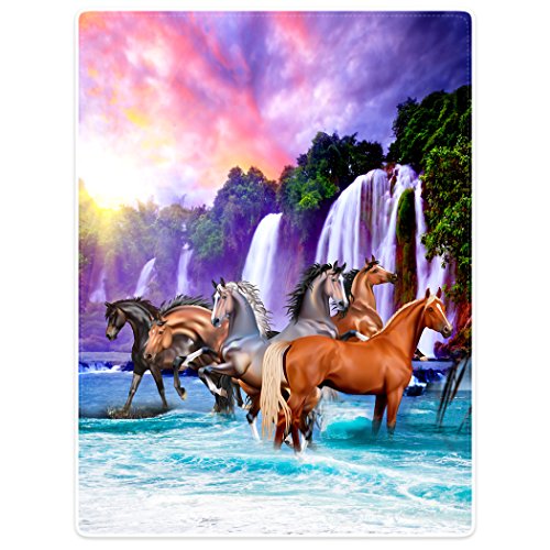 Violetpos Dick Decke Weich Wärme Gemütlich Flanell-Fleece Sofadecke Deckeldecke Schöne Falls der Himmel Pferde Ma Sunrise 150 x 200 cm von Violetpos