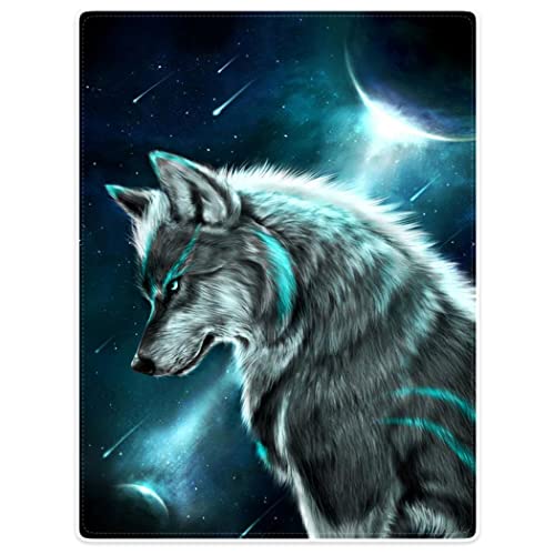 Violetpos 150 x 200 cm Flanell Decke Weich Fleecedecke Kuscheldecken SanftBettüberwurf Wolfslord Pop Galaxie von Violetpos