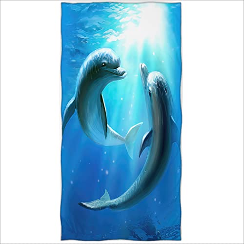 Violetpos Badetuch Blauer Ozean Delfine Liebe 70 cm x 140 cm Strandtuch von Violetpos
