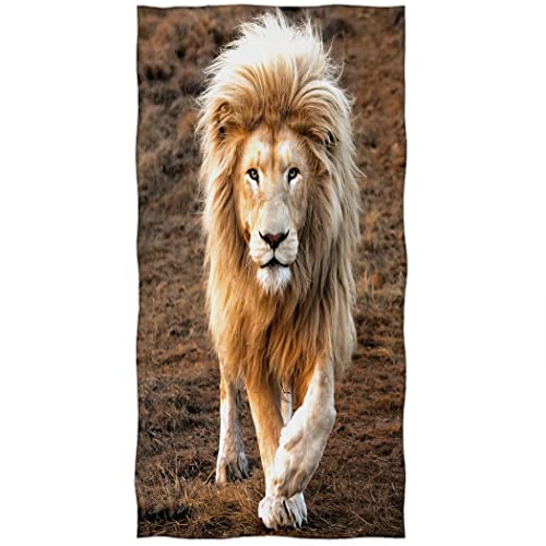 Violetpos Badetuch Goldener Löwe Afrikanisches Tier 70 cm x 140 cm Strandtuch von Violetpos