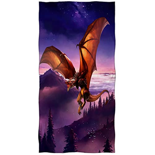 Violetpos Badetuch Lila Himmel Galaxie Fliegender Drache 70 cm x 140 cm Strandtuch von Violetpos