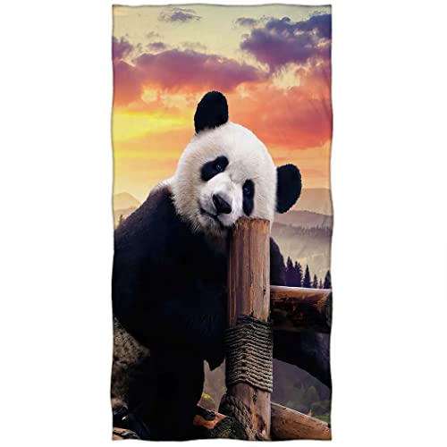 Violetpos Badetuch Lustiger Panda Sonnenaufgang Wald 70 cm x 140 cm Strandtuch von Violetpos