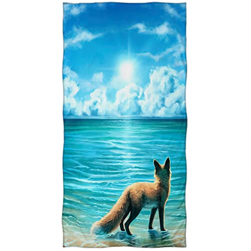 Violetpos Badetuch Schöne Küste Sand Fuchs 70 cm x 140 cm Strandtuch von Violetpos