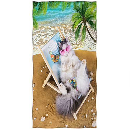Violetpos Badetuch Strand Schmetterling KatzeStrand Schmetterling Katze 70 cm x 140 cm Strandtuch von Violetpos