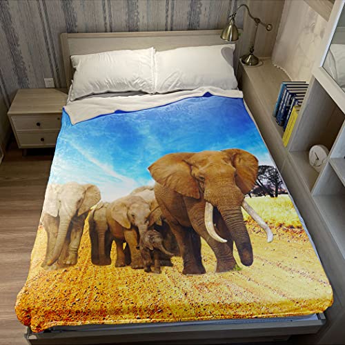 Violetpos Dick Decke Weich Wärme Gemütlich Flanell-Fleece Sofadecke Deckeldecke Elefant Spaziergang Familie Baby 150 x 200 cm von Violetpos