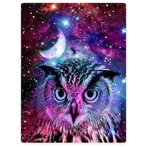 Violetpos Dick Decke Weich Wärme Gemütlich Flanell-Fleece Sofadecke Deckeldecke Eule Mond Lila Galaxie Universum Tier 150 x 200 cm von Violetpos