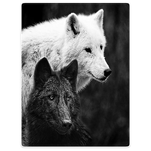 Dick Decke Weich Wärme Gemütlich Flanell-Fleece Sofadecke Deckeldecke Schwarze Und Weiße Wölfe Die Entfernung Betrachten 150 x 200 cm von Violetpos