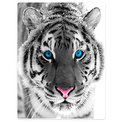 Violetpos Dick Decke Weich Wärme Gemütlich Flanell Fleece Sofadecke Deckeldecke Sibirische Tiger Blue Eyes 150 x 200 cm von Violetpos